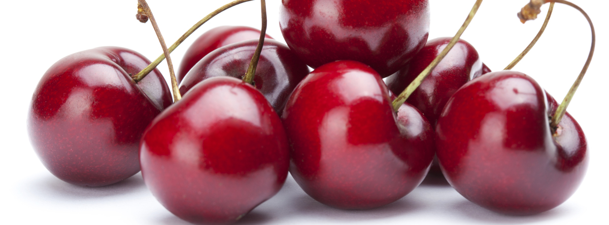 A bunch of red cherries