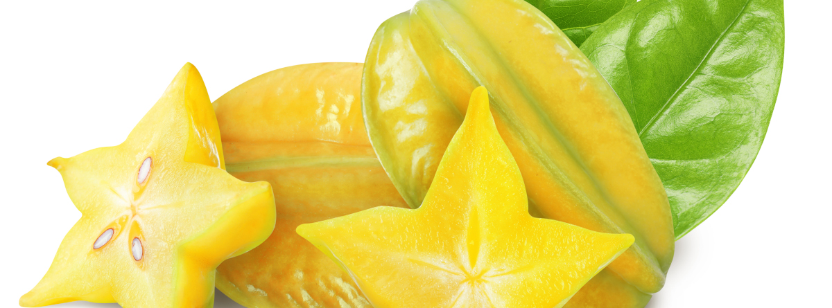 Whole and sliced star fruit