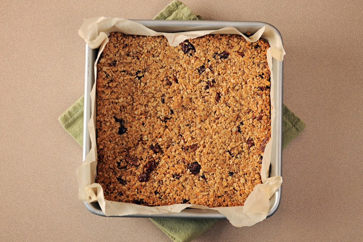 A pan of baked oatmeal