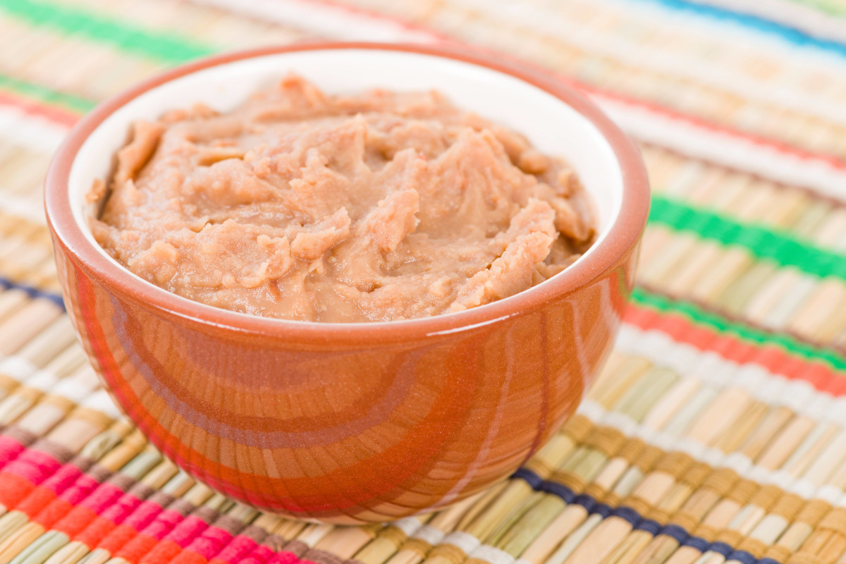 A bowl of refried beans